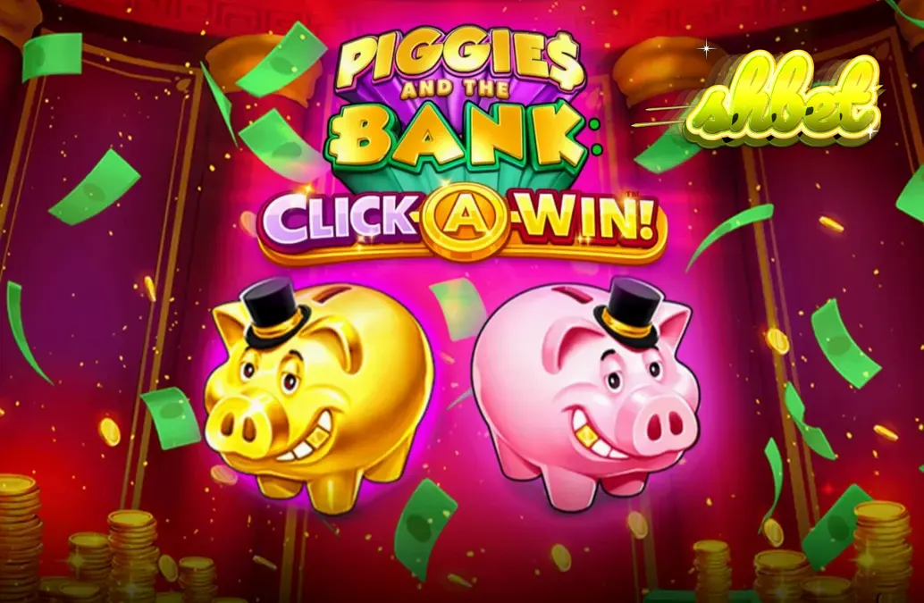 Giao diện trò chơi Piggies and the Bank: Click-A-Win với chú heo đất sang trọng